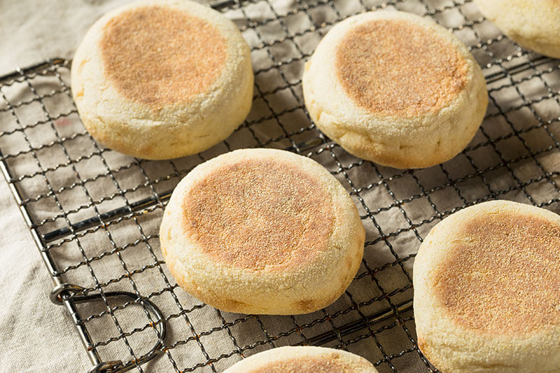 Homemade Toasted English Muffins with a Tab of Butter