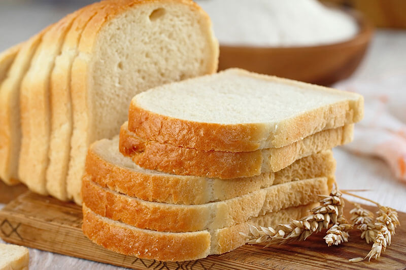 Sliced white bread on the table ready for eat