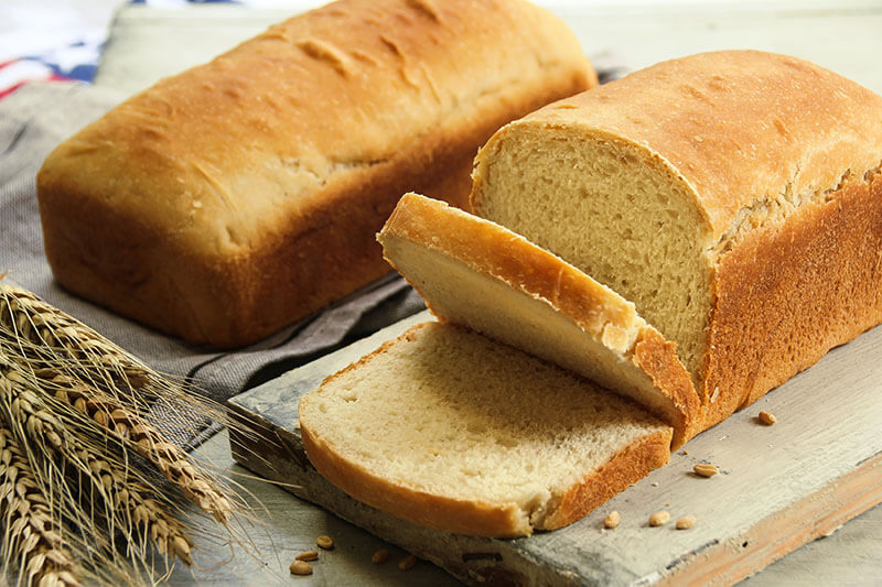 Homemade bread loaf sliced, selective focus